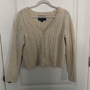 American Eagle Outfitters Beige Cable Knit Cardigan